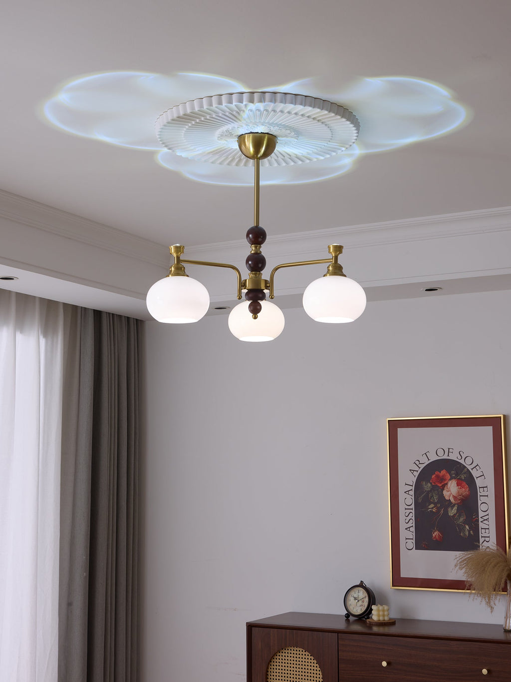 Aursolos Chandelier Bois Verre Élégance Traditionnelle - Neutralighting