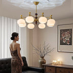 Aursolos Chandelier Bois Verre Élégance Traditionnelle - Neutralighting