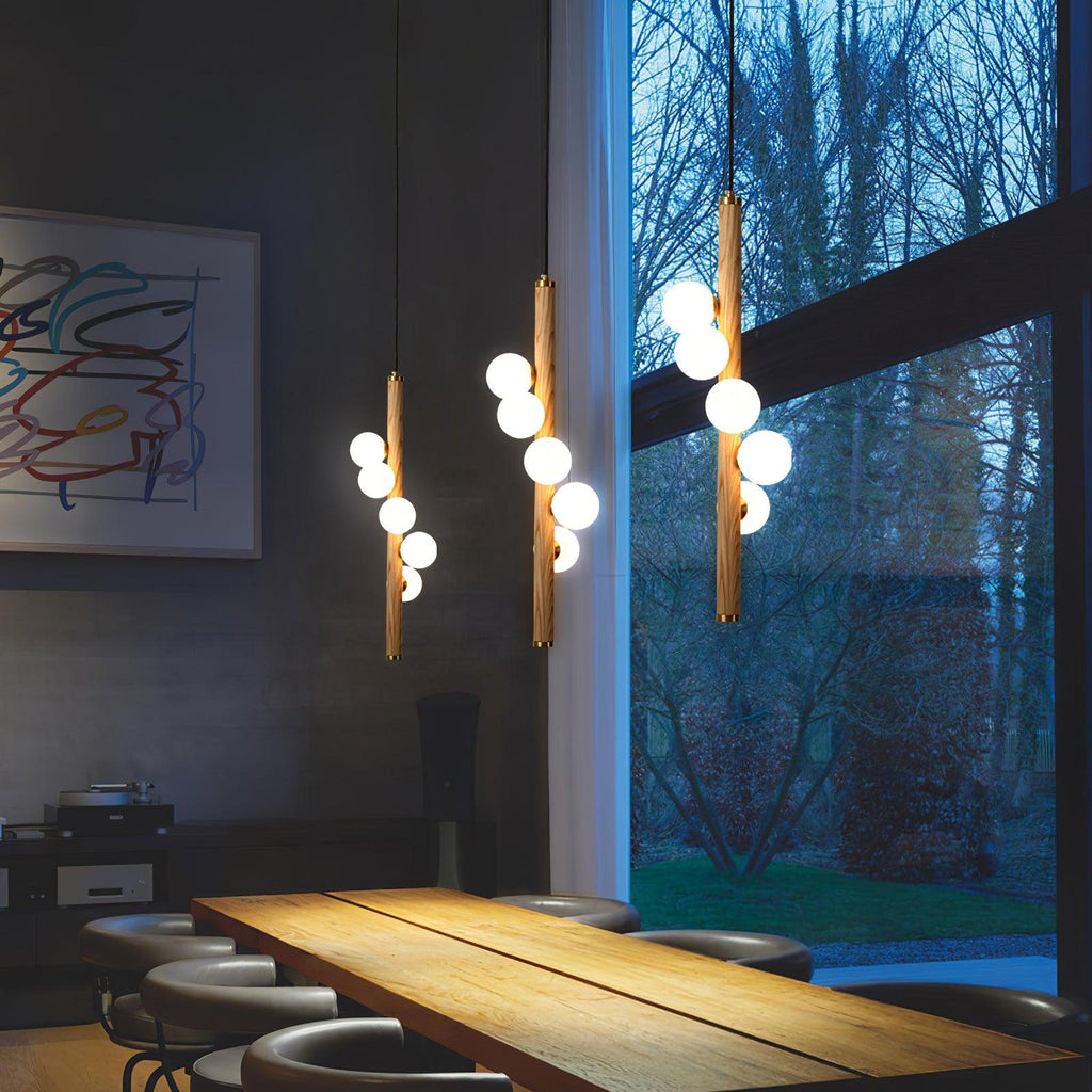 Lustra Suspension Linéaire en Bois et Verre - Neutralighting