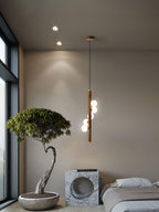 Lustra Suspension Linéaire en Bois et Verre - Neutralighting