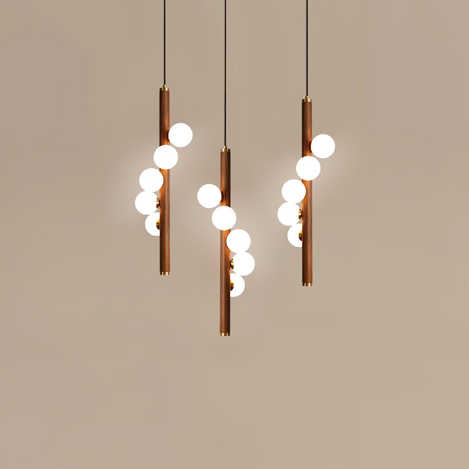 Lustra Suspension Linéaire en Bois et Verre - Neutralighting