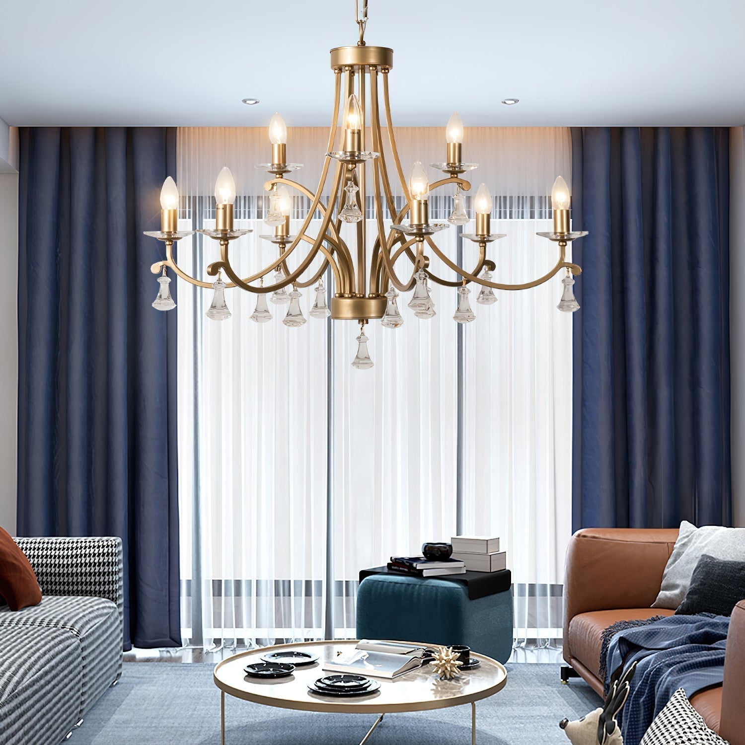 Cuvenara Lustre Laiton Cristal Luxe Postmoderne - Neutralighting