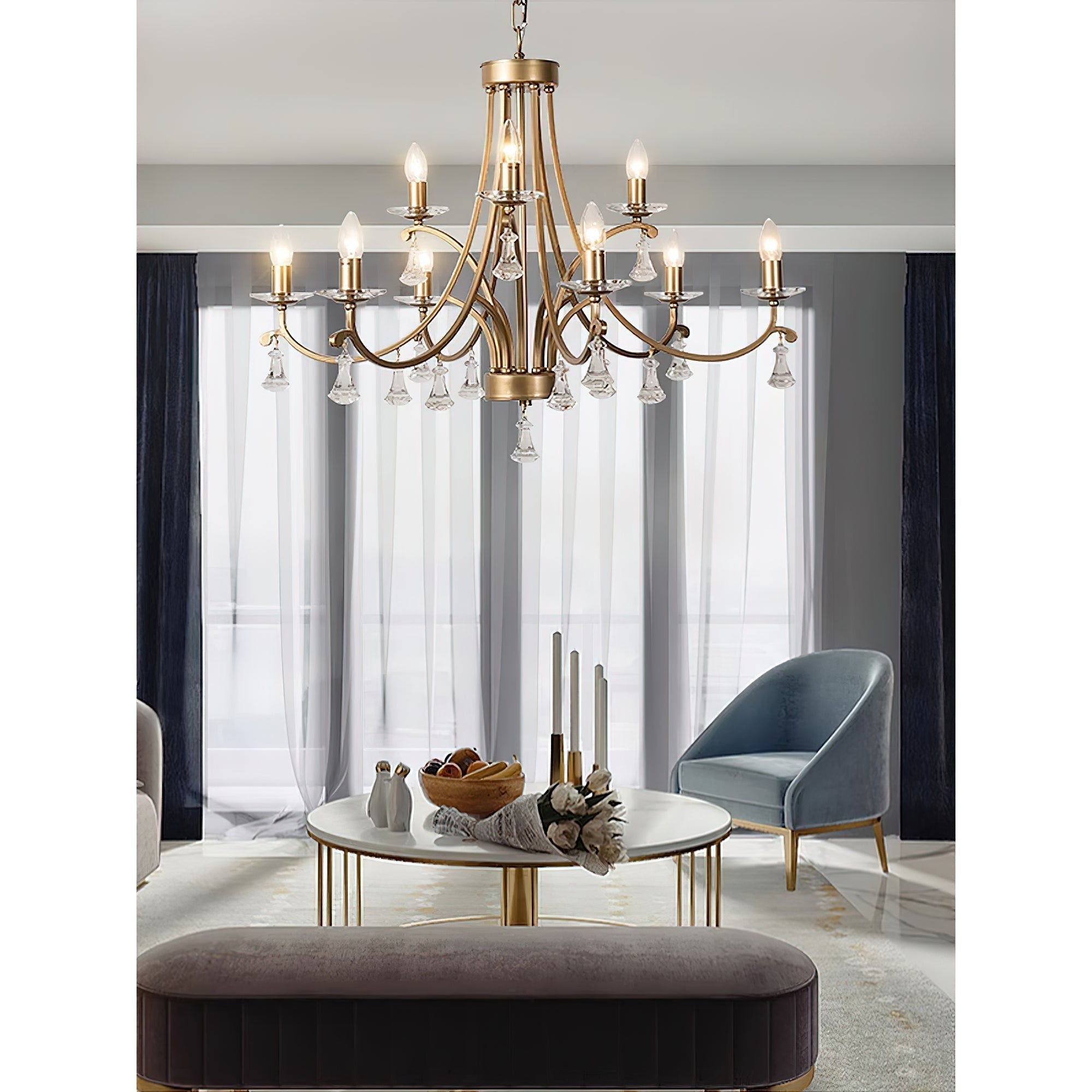Cuvenara Lustre Laiton Cristal Luxe Postmoderne - Neutralighting