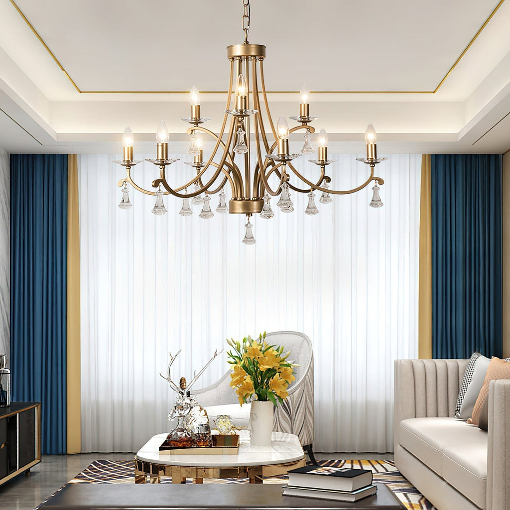 Cuvenara Lustre Laiton Cristal Luxe Postmoderne - Neutralighting