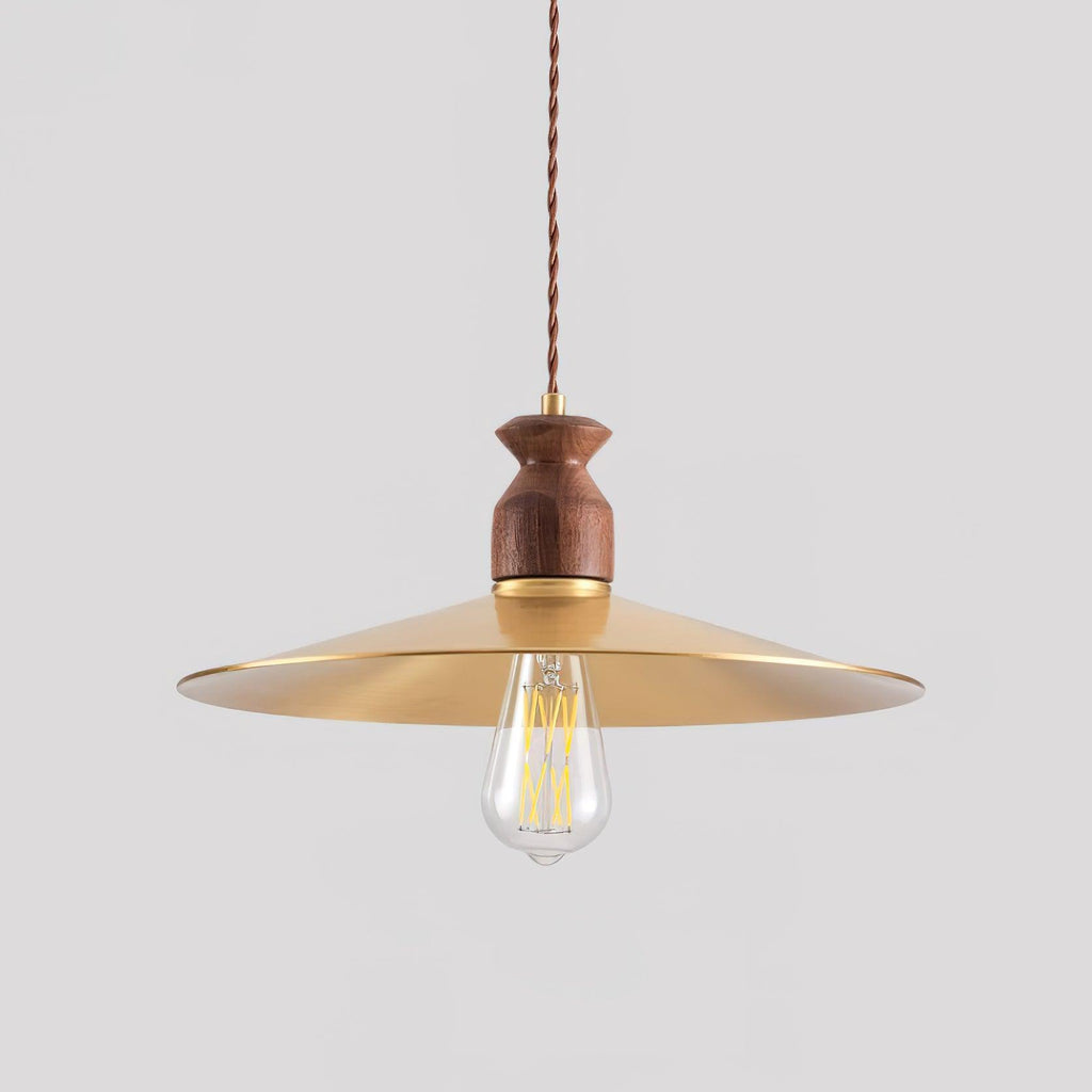Virelli Lampe Pendante Abat-jour En Laiton Découpé Bois De Noyer Vintage - Neutralighting
