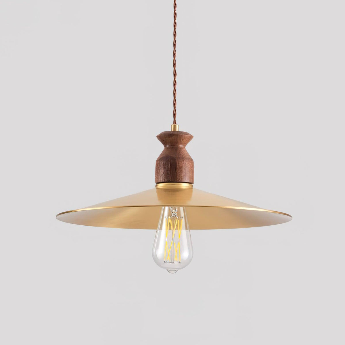 Virelli Lampe Pendante Abat-jour En Laiton Découpé Bois De Noyer Vintage - Neutralighting