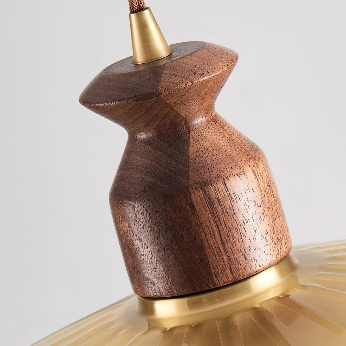 Virelli Lampe Pendante Abat-jour En Laiton Découpé Bois De Noyer Vintage - Neutralighting