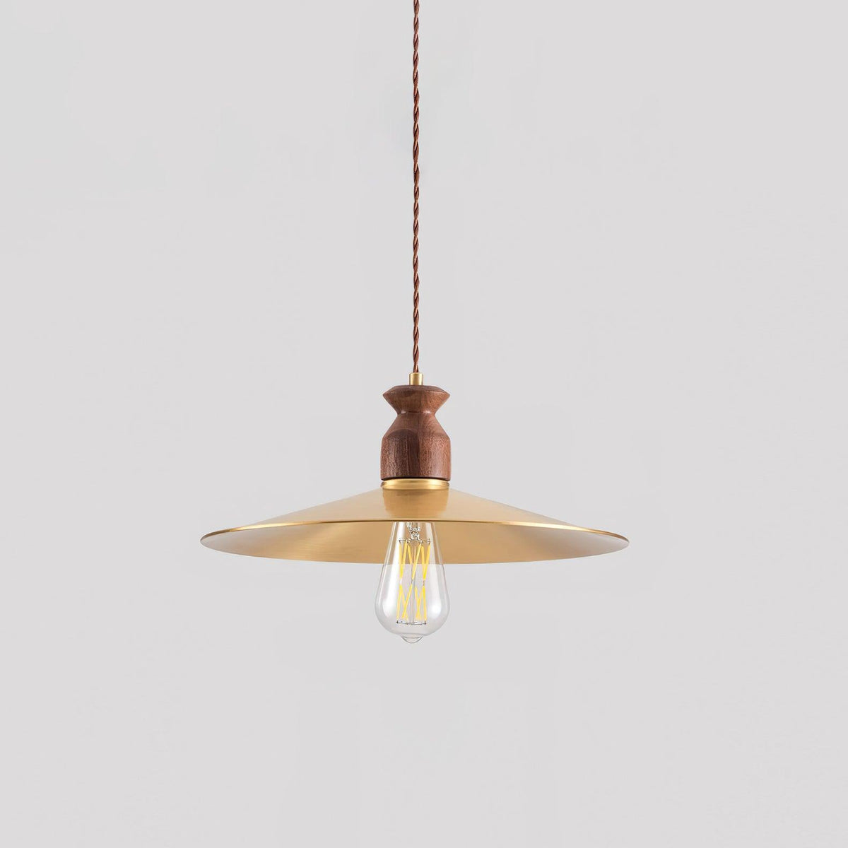 Virelli Lampe Pendante Abat-jour En Laiton Découpé Bois De Noyer Vintage - Neutralighting