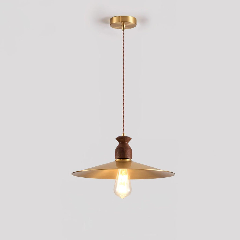 Virelli Lampe Pendante Abat-jour En Laiton Découpé Bois De Noyer Vintage - Neutralighting