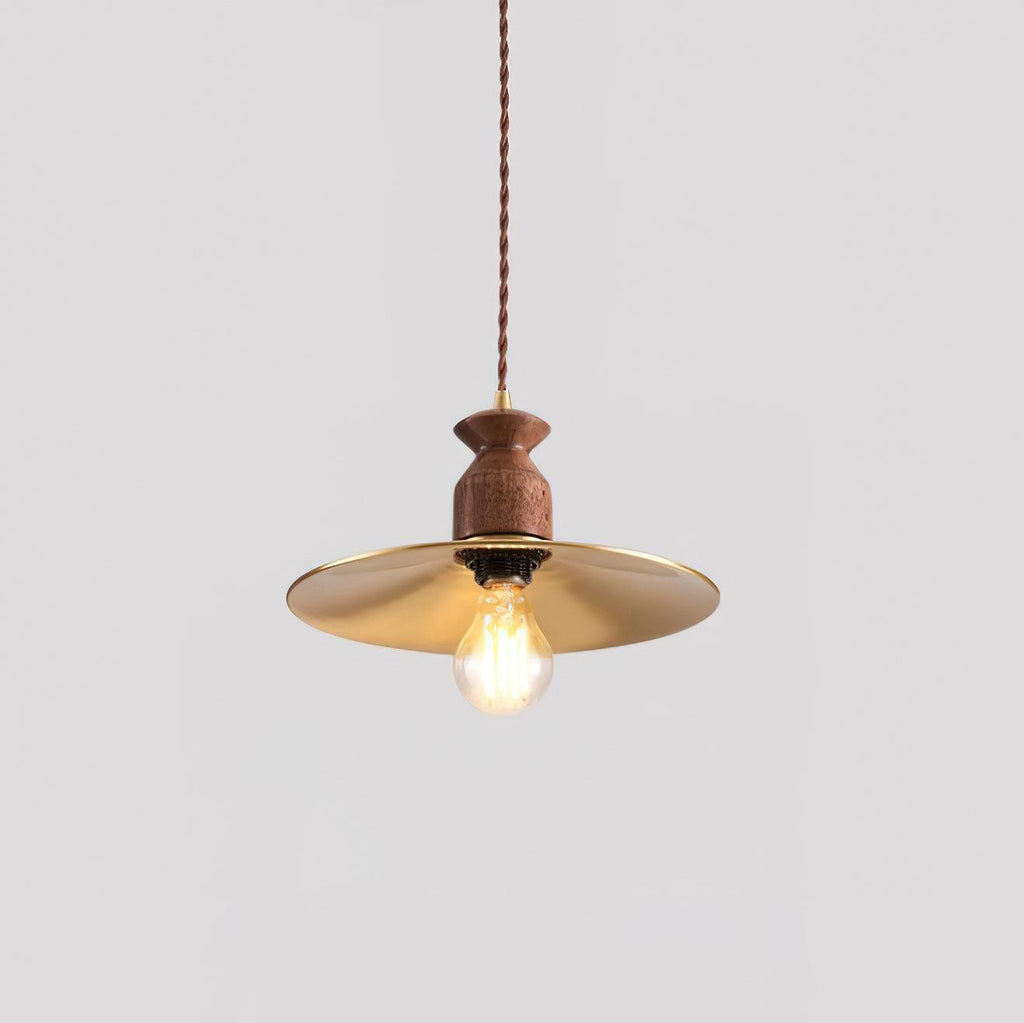 Virelli Lampe Pendante Abat-jour En Laiton Découpé Bois De Noyer Vintage - Neutralighting