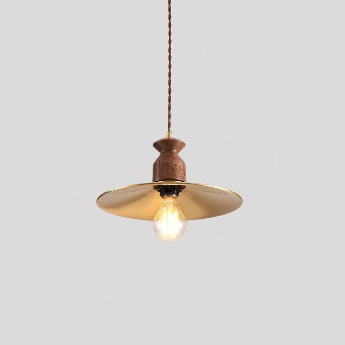 Virelli Lampe Pendante Abat-jour En Laiton Découpé Bois De Noyer Vintage - Neutralighting