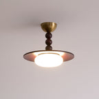 Yeste Plafonnier couleur noyer et imitation albâtre blanche - Neutralighting