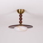 Yeste Plafonnier couleur noyer et imitation albâtre blanche - Neutralighting
