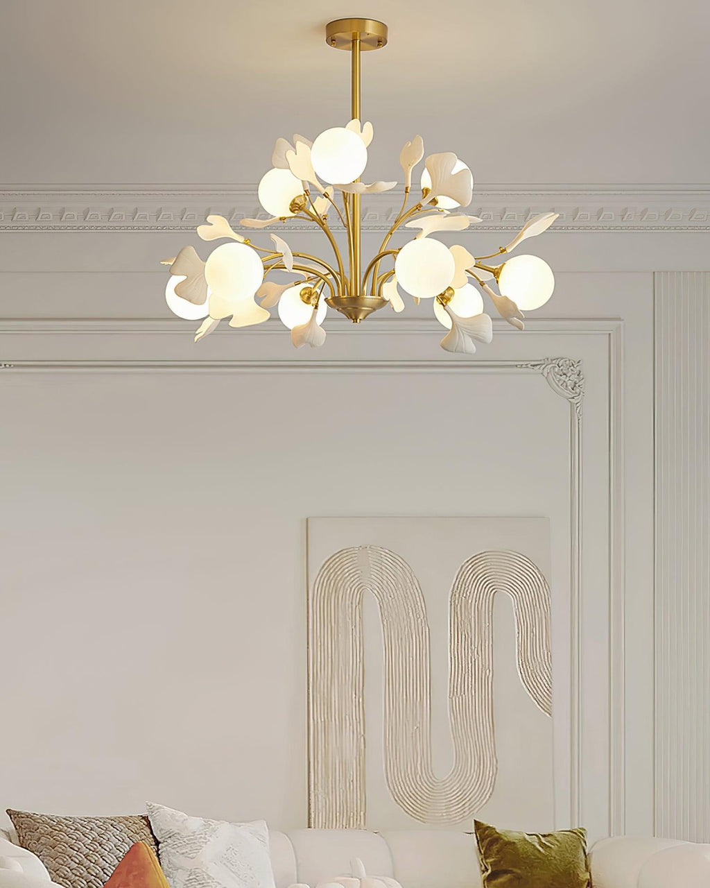 Gleam Chandelier en Verre Feuille de Ginkgo - Neutralighting