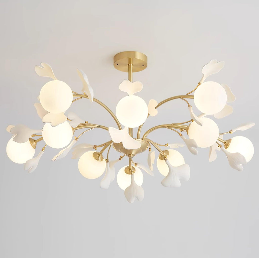 Gleam Chandelier en Verre Feuille de Ginkgo - Neutralighting