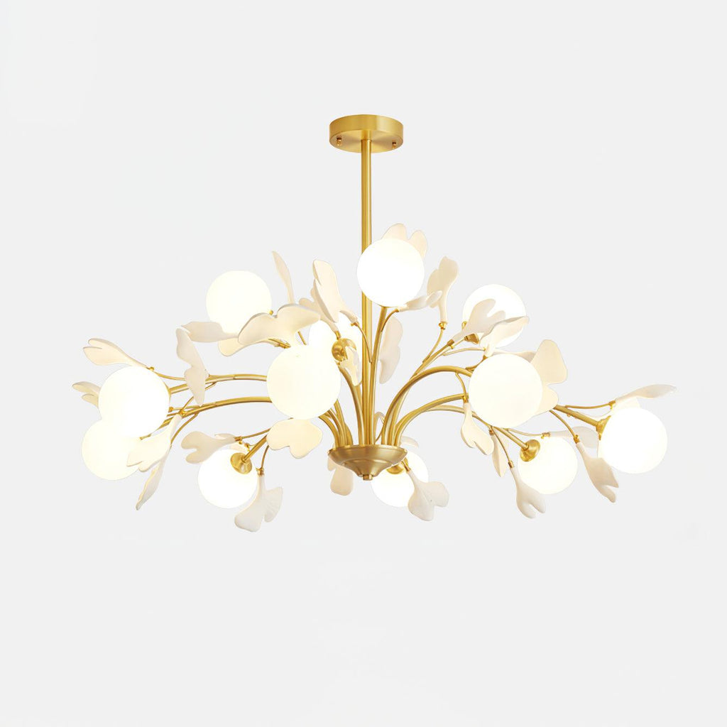 Gleam Chandelier en Verre Feuille de Ginkgo - Neutralighting