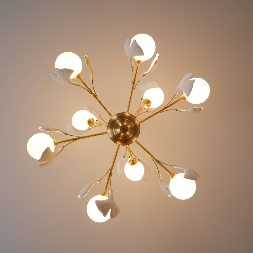 Gleam Chandelier en Verre Feuille de Ginkgo - Neutralighting