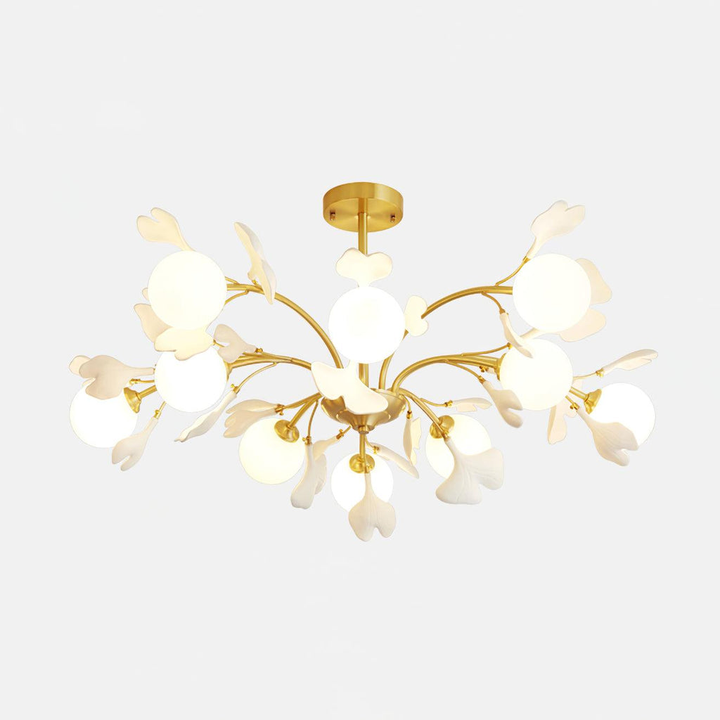 Gleam Chandelier en Verre Feuille de Ginkgo - Neutralighting