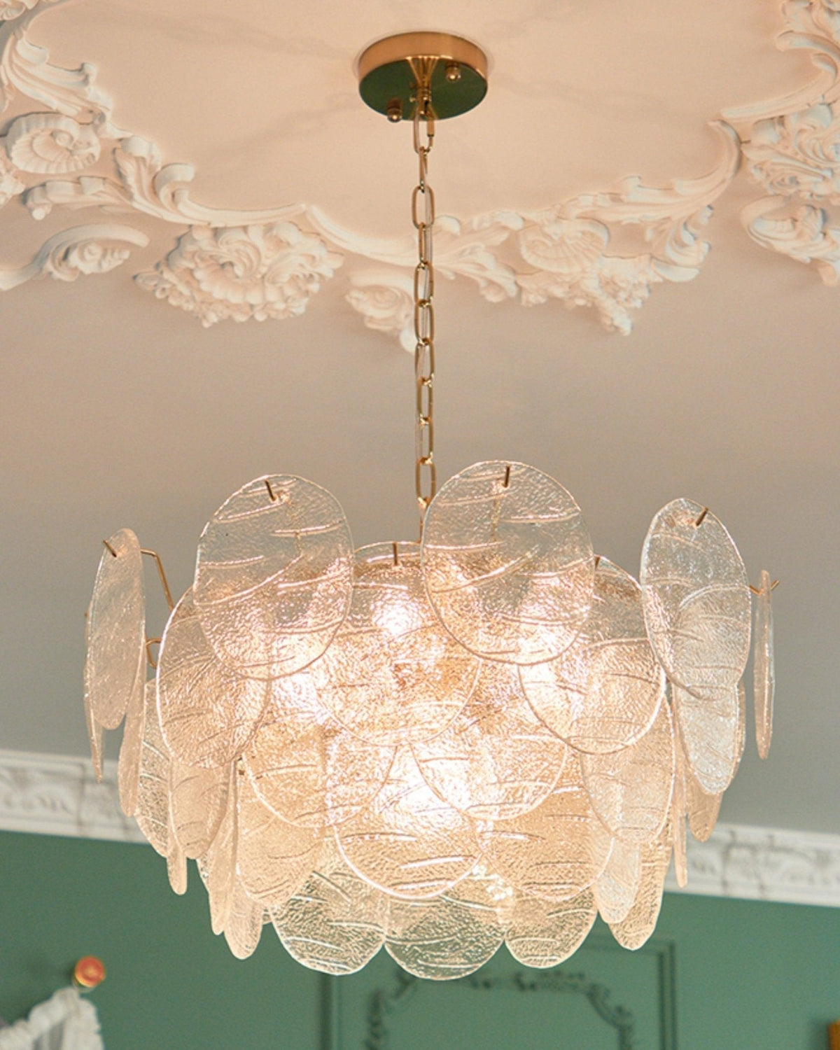Leaf Lustre Vintage Élégant en Verre - Neutralighting
