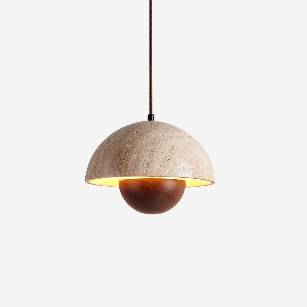 Ritta Lampe Pendentive en Travertin et Bois - Neutralighting