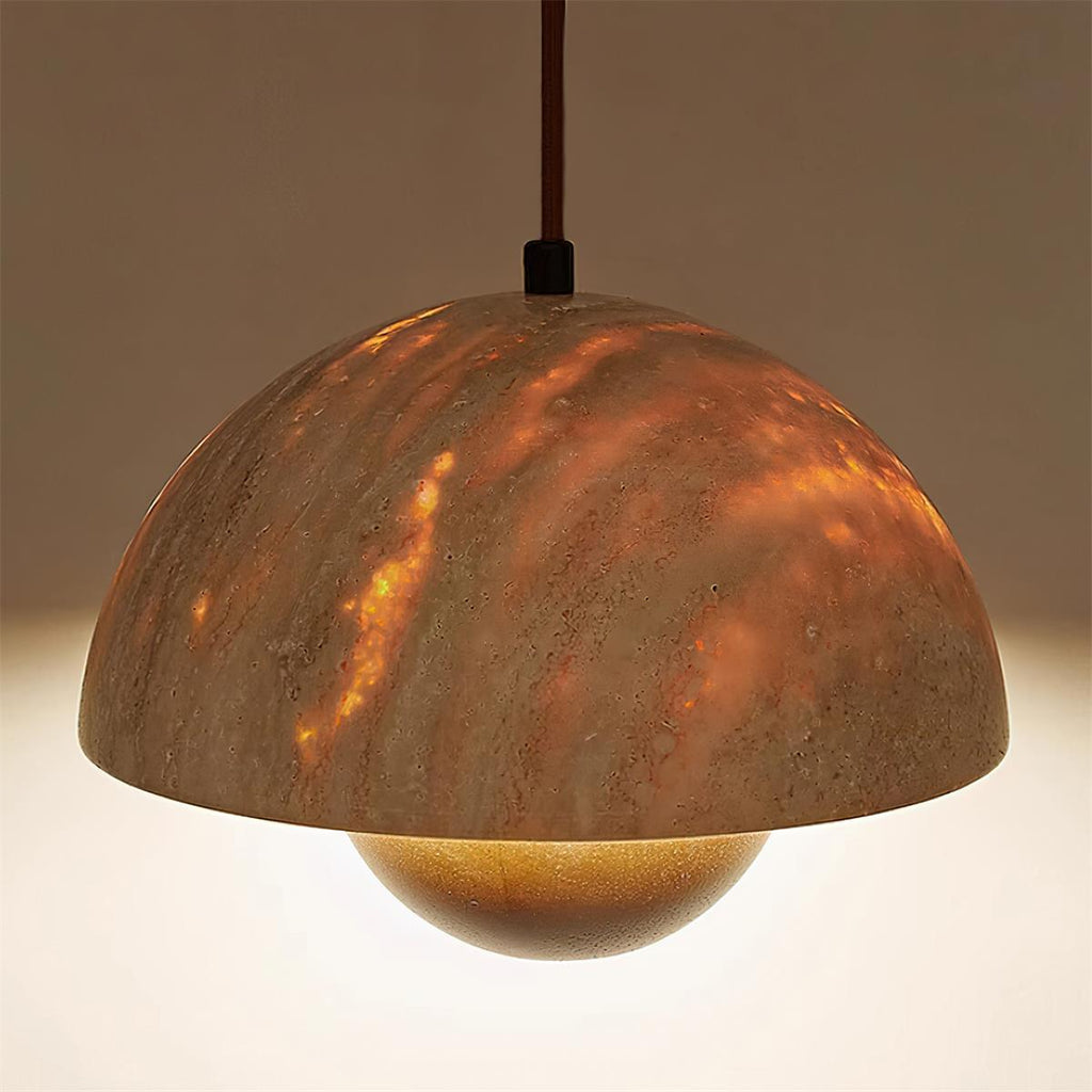Ritta Lampe Pendentive en Travertin et Bois - Neutralighting