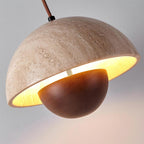 Ritta Lampe Pendentive en Travertin et Bois - Neutralighting
