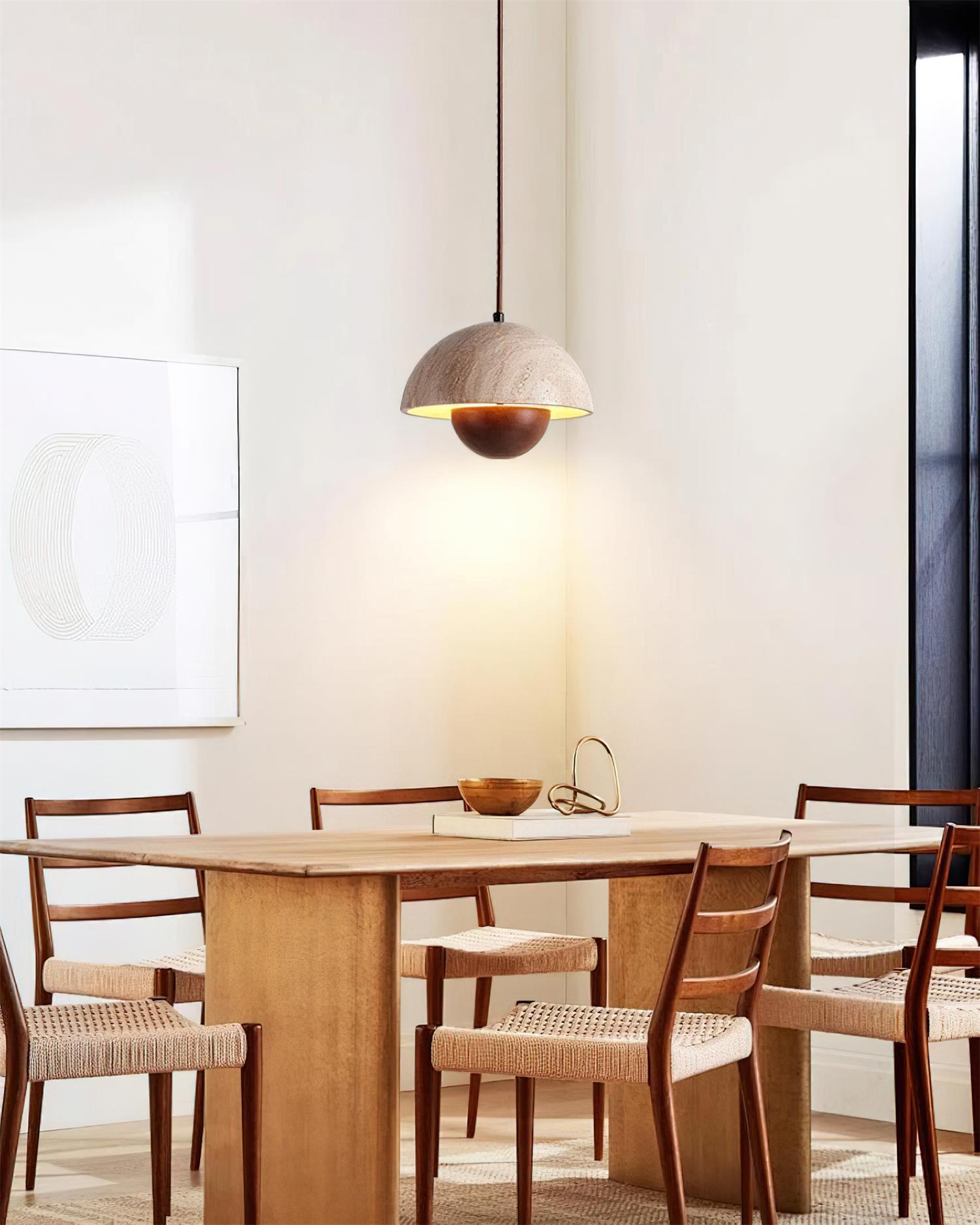 Ritta Lampe Pendentive en Travertin et Bois - Neutralighting