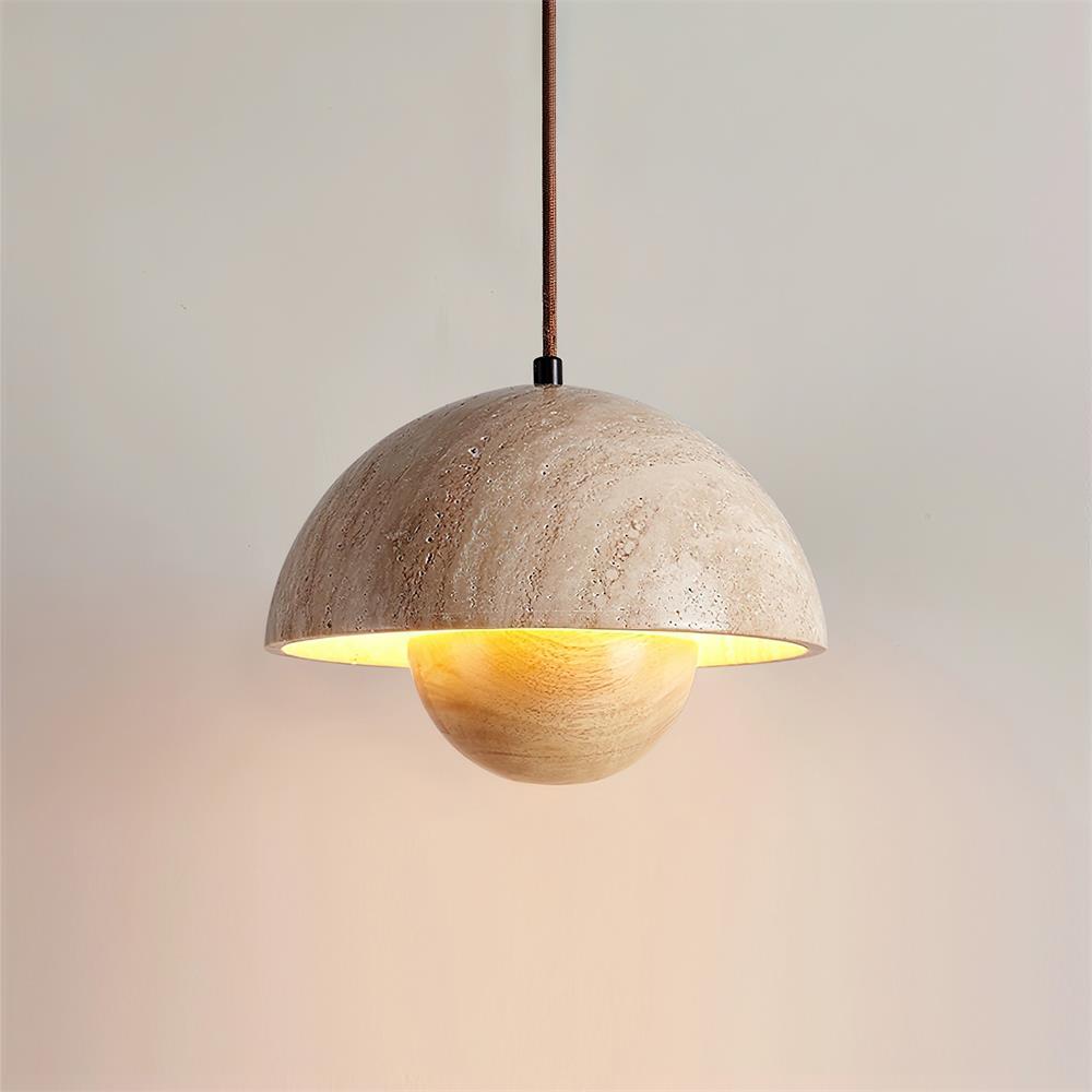 Ritta Lampe Pendentive en Travertin et Bois - Neutralighting
