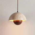 Ritta Lampe Pendentive en Travertin et Bois - Neutralighting