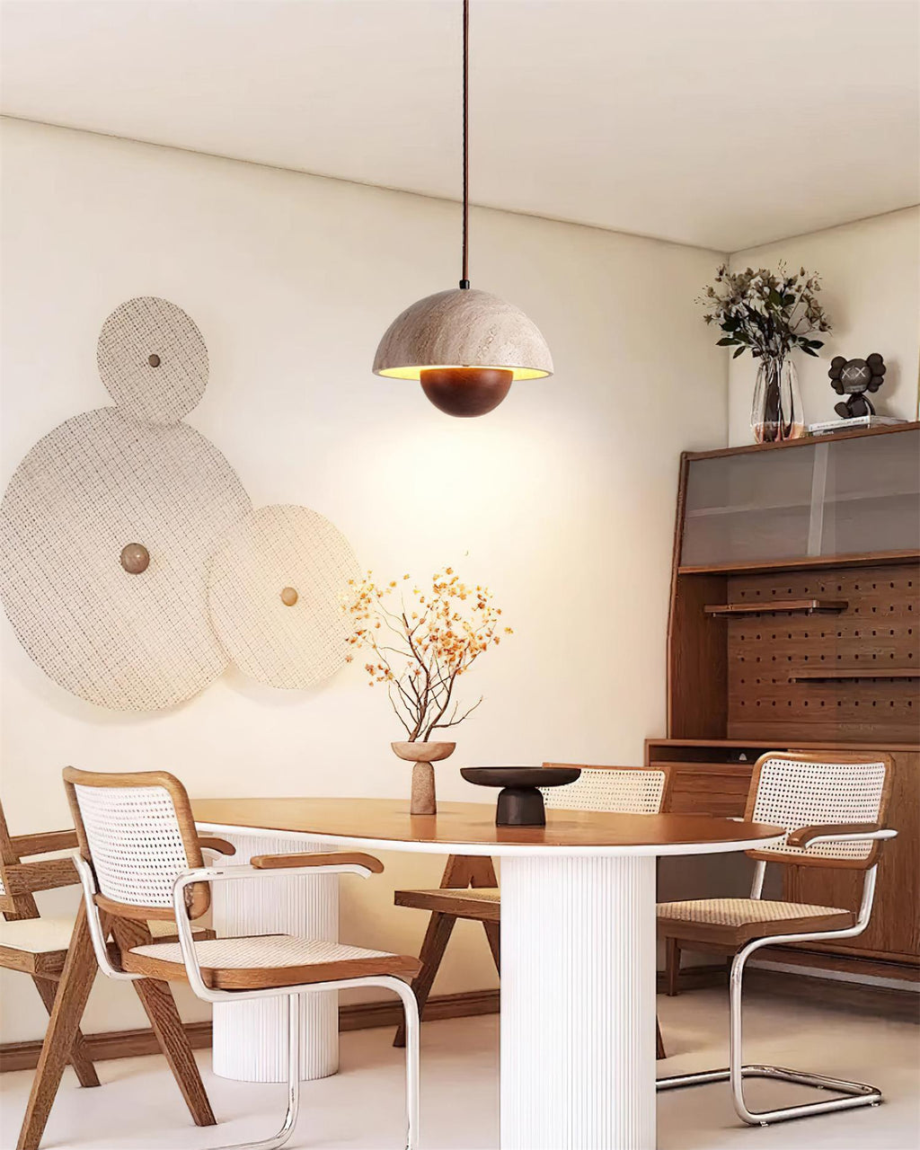 Ritta Lampe Pendentive en Travertin et Bois - Neutralighting