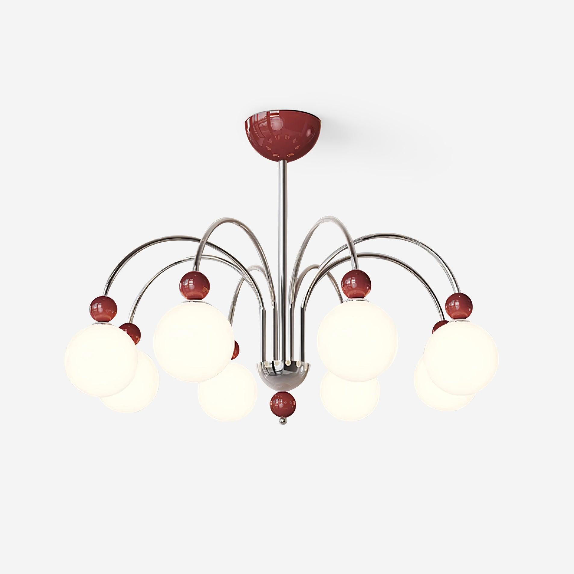 Vierra Lustre Carisa Orbe Rouge Bras Courbés en Chrome - Neutralighting