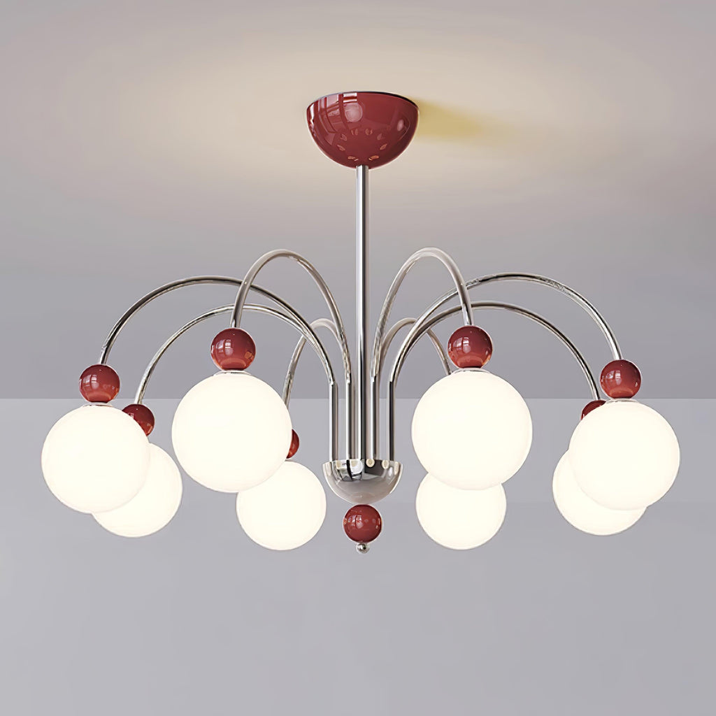Vierra Lustre Carisa Orbe Rouge Bras Courbés en Chrome - Neutralighting