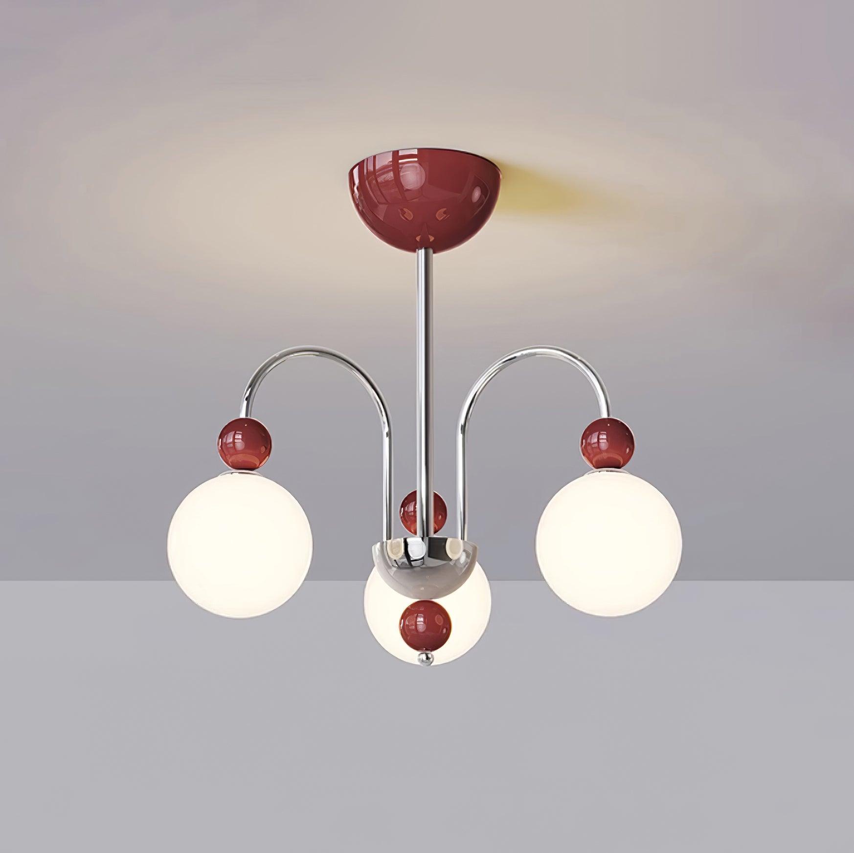 Vierra Lustre Carisa Orbe Rouge Bras Courbés en Chrome - Neutralighting