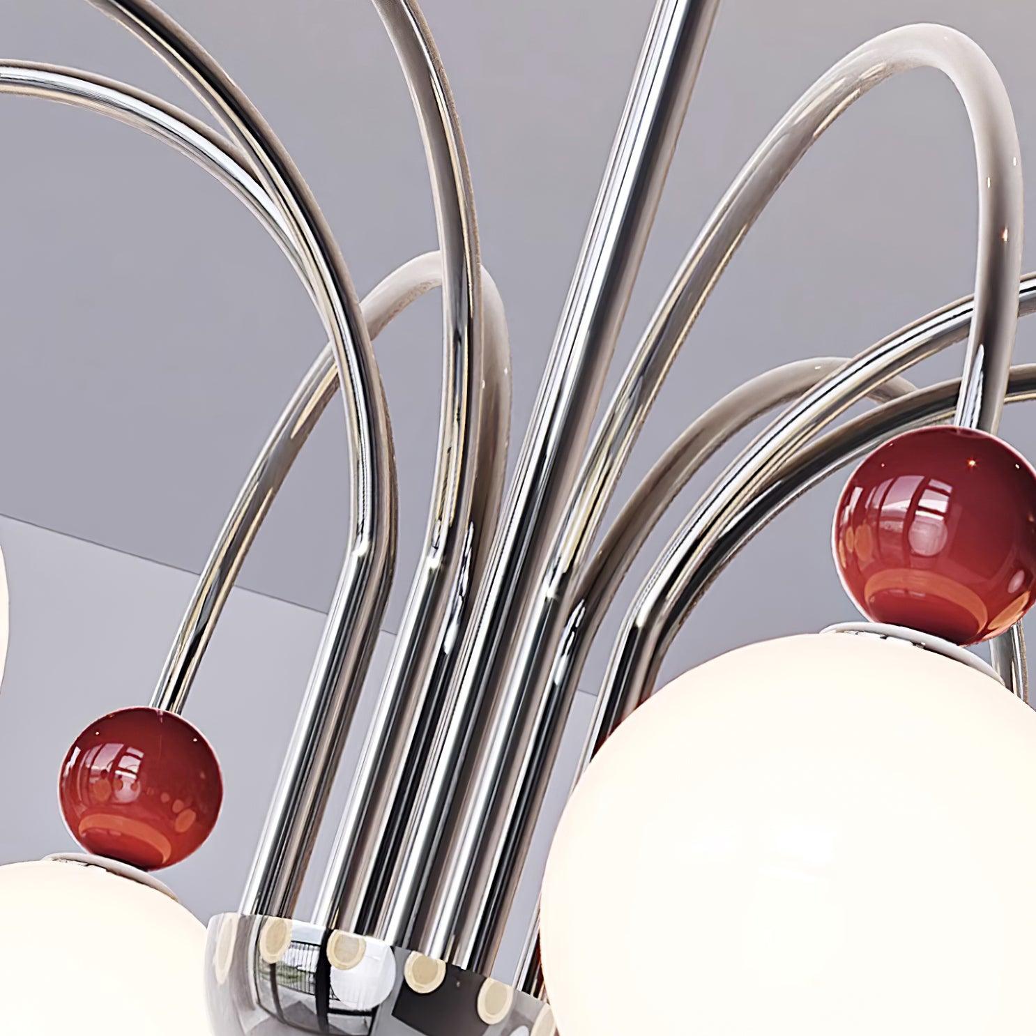 Vierra Lustre Carisa Orbe Rouge Bras Courbés en Chrome - Neutralighting