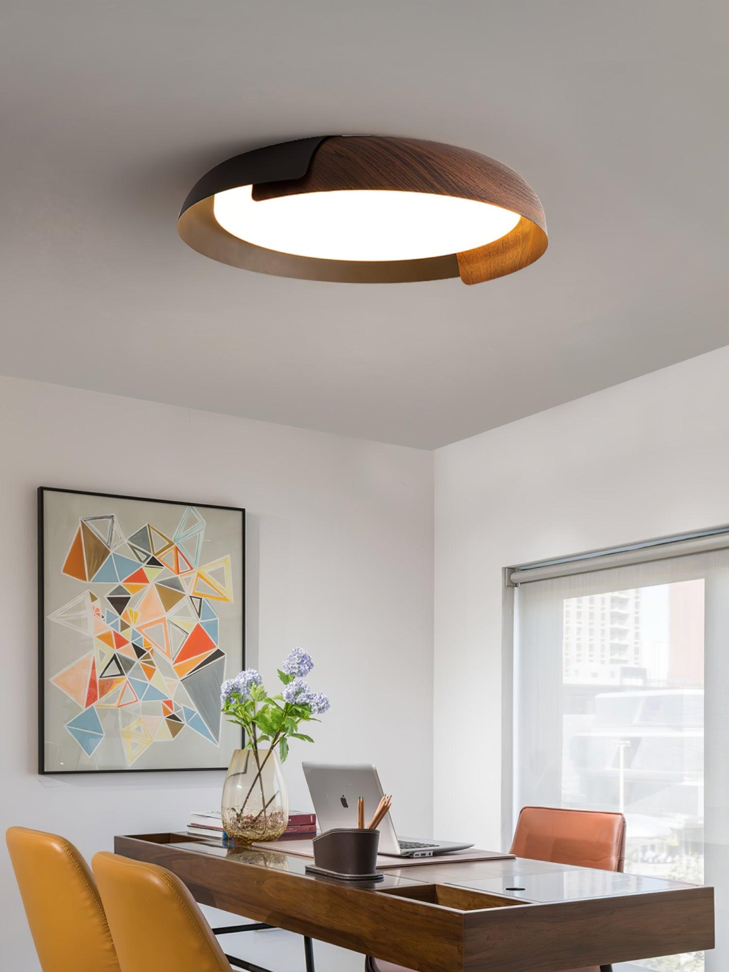 Solara Plafonnier Rond Acrylique Bois Doux Minimaliste - Neutralighting