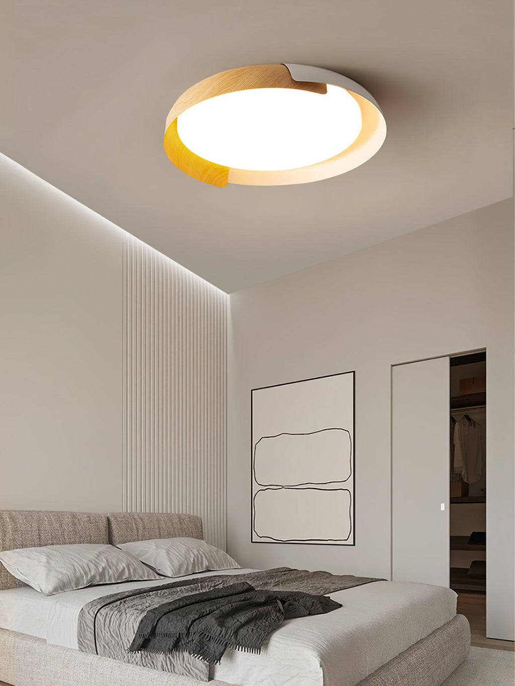 Solara Plafonnier Rond Acrylique Bois Doux Minimaliste - Neutralighting
