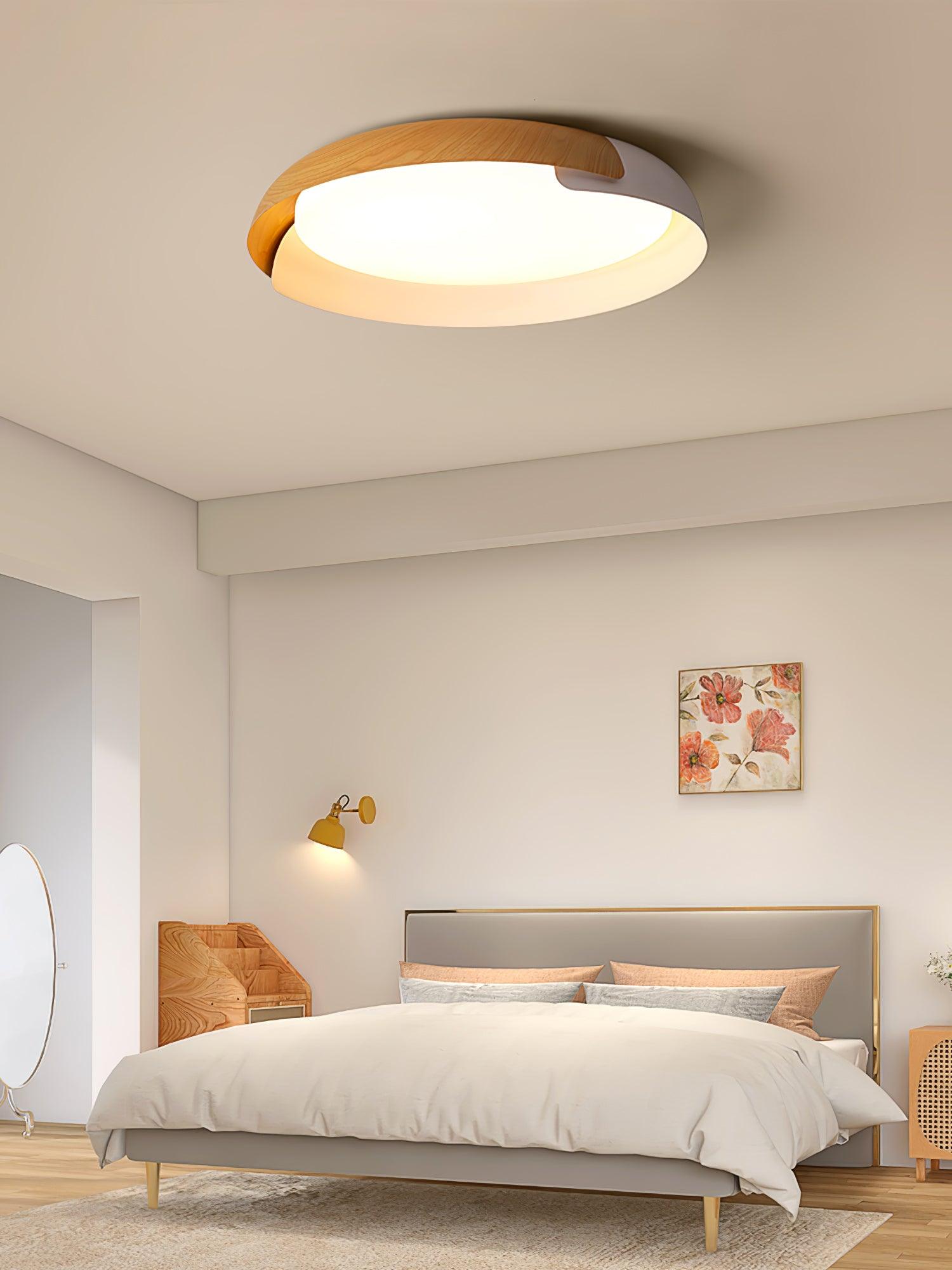 Solara Plafonnier Rond Acrylique Bois Doux Minimaliste - Neutralighting