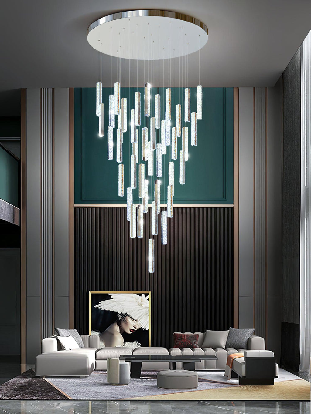 Lustra Lustre Villa Forci Suspension Argentée Moderne - Neutralighting