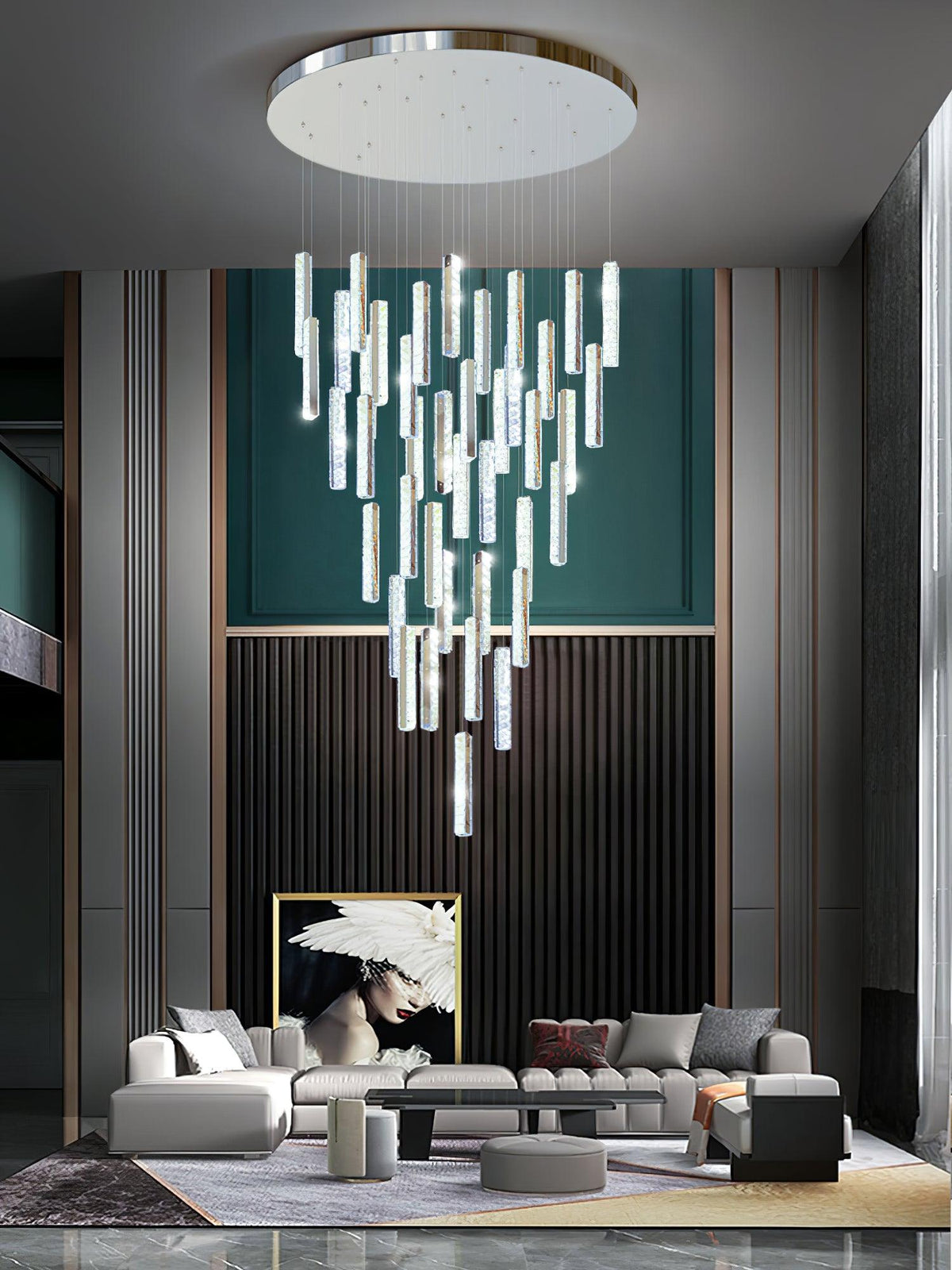 Lustra Lustre Villa Forci Suspension Argentée Moderne - Neutralighting