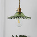 Suspension Ébouriffé Verre Ombre Festonné Bord Laiton Accents Rétro - Neutralighting