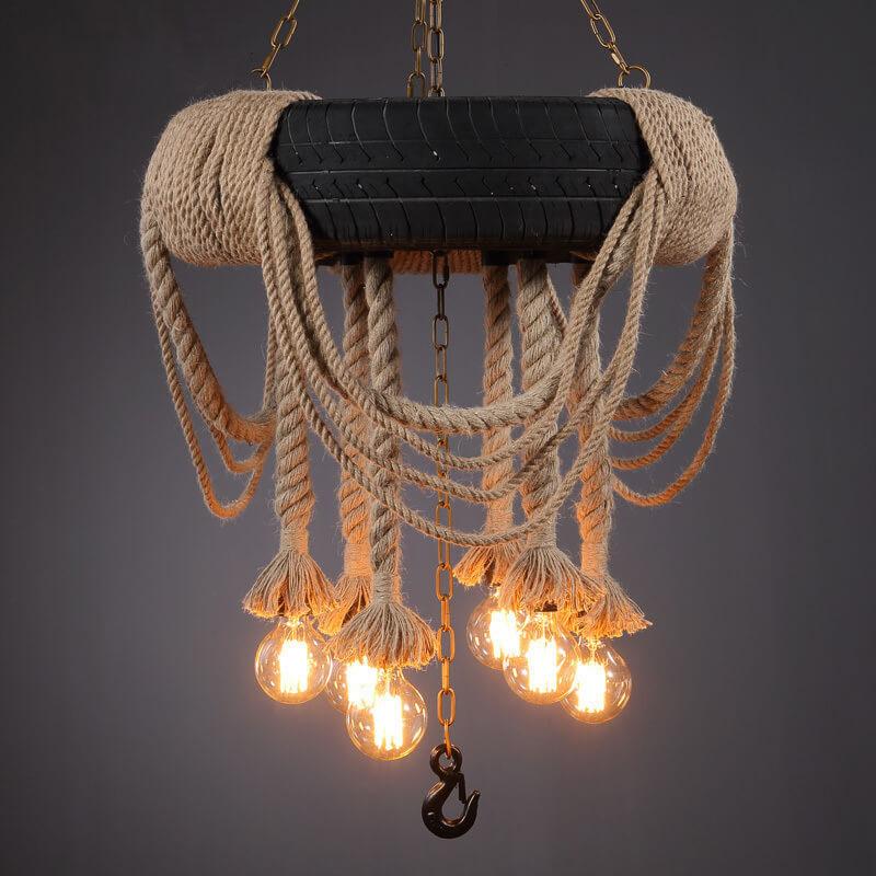 Epoch Vintage Industriel Lustre Pneumatique À Corde Salon - Neutralighting
