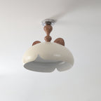 Cat Plafonnier Dôme Brillant Oreilles en Bois - Neutralighting