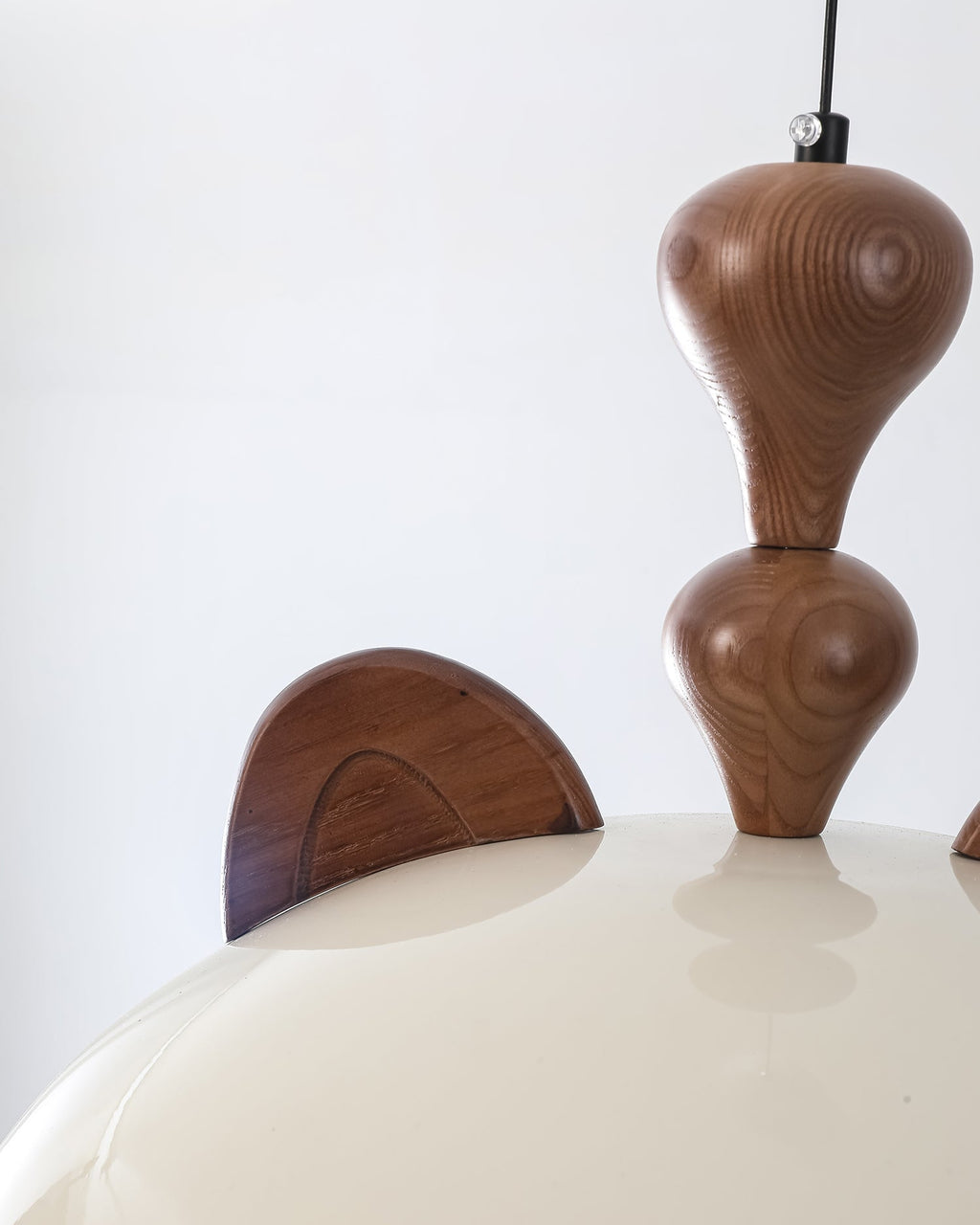 Cat Suspension Lampe Dôme Brillant Oreilles en Bois - Neutralighting