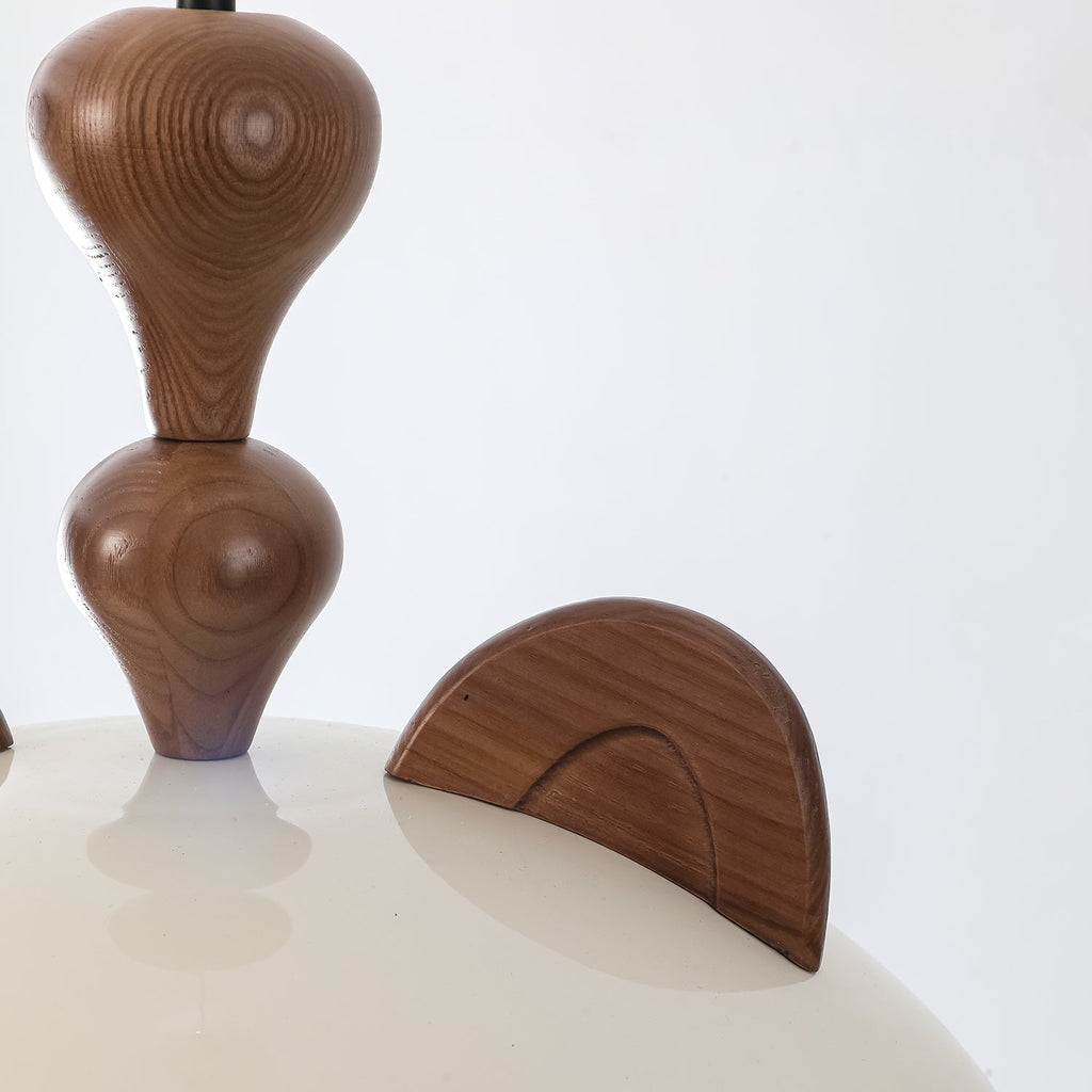 Cat Suspension Lampe Dôme Brillant Oreilles en Bois - Neutralighting