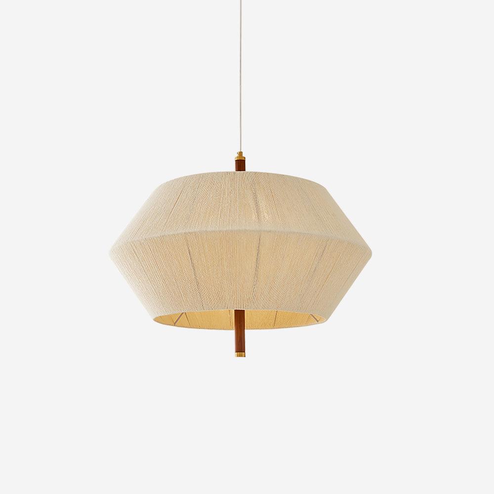 Lustra Suspension avec Abat-jour en Fil de Coton et Bois de Noyer Naturel - Neutralighting