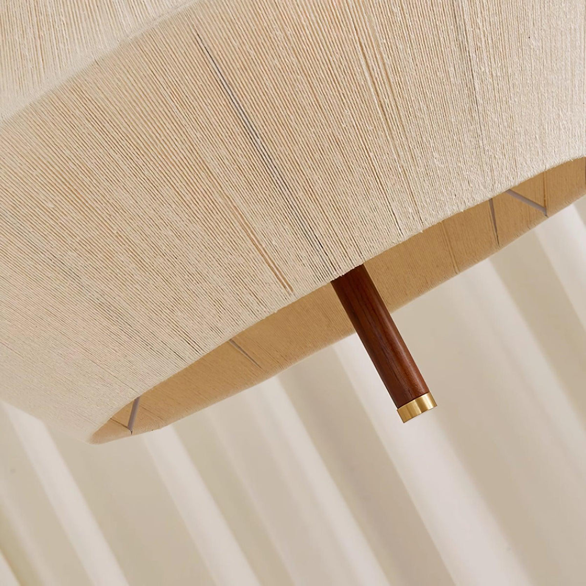Lustra Suspension avec Abat-jour en Fil de Coton et Bois de Noyer Naturel - Neutralighting
