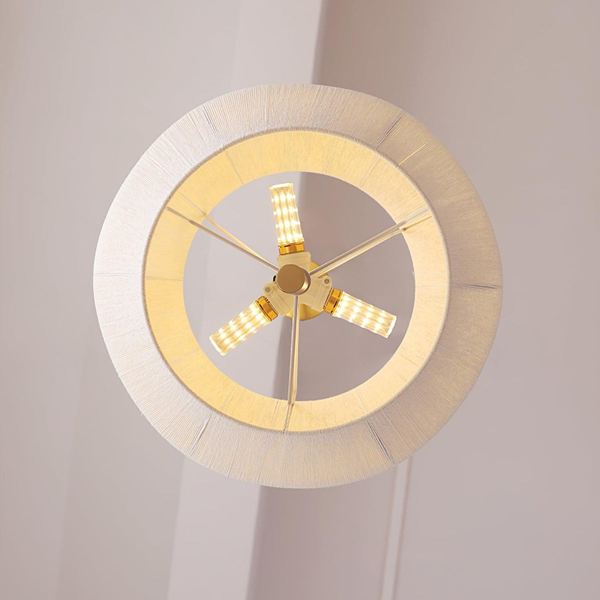 Lustra Suspension avec Abat-jour en Fil de Coton et Bois de Noyer Naturel - Neutralighting