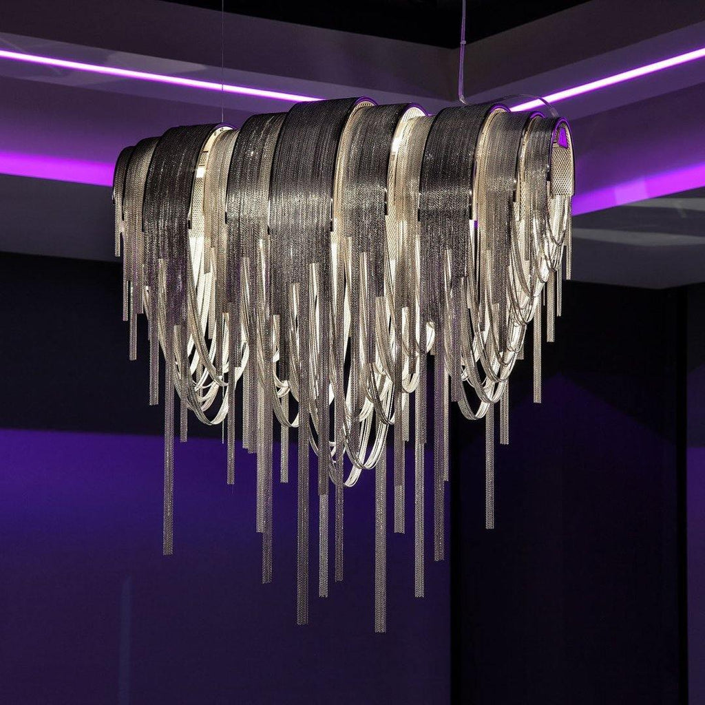 Lustra Lustre Superposé Chaîne Nickel Luxe - Neutralighting