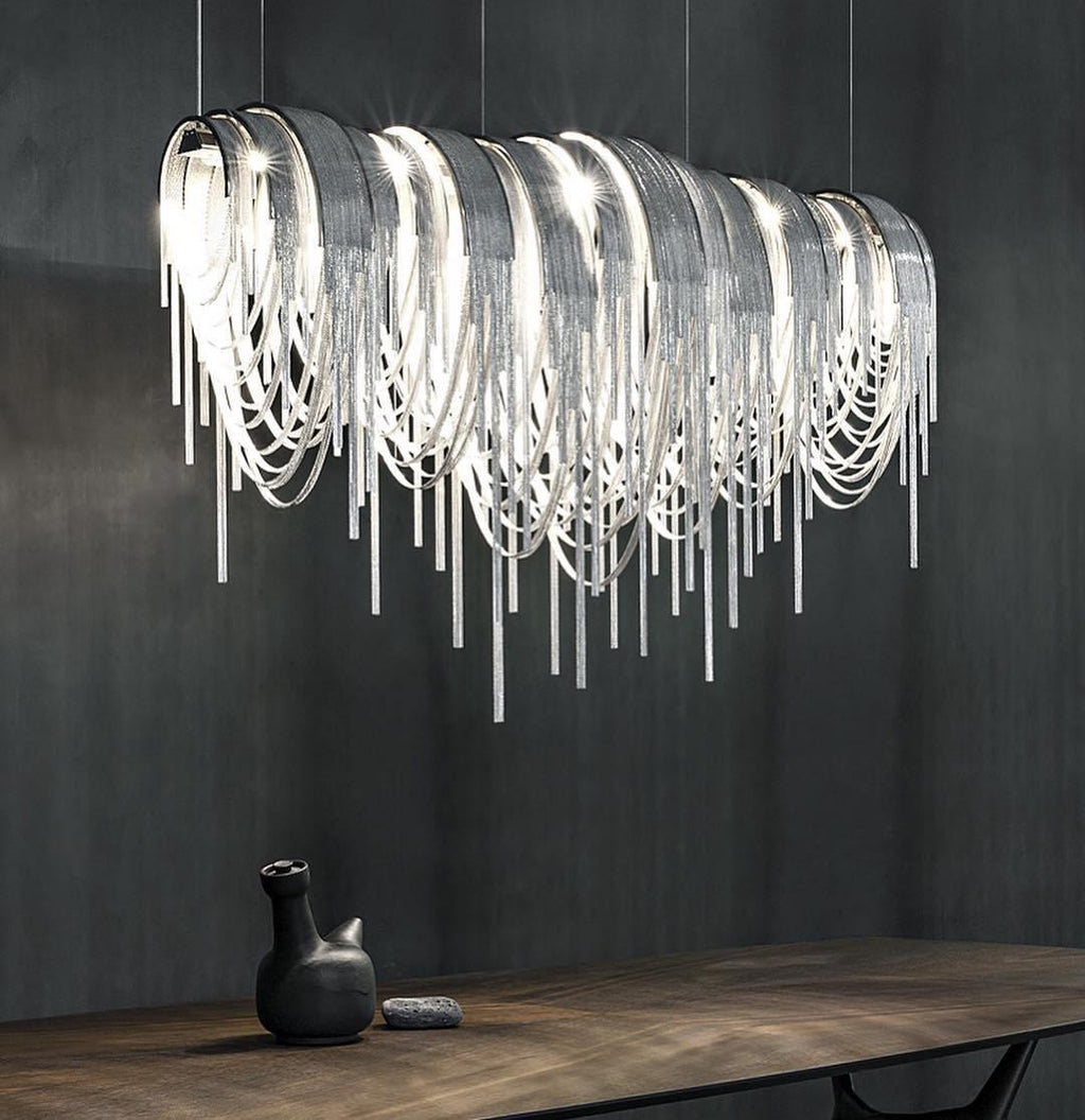 Lustra Lustre Superposé Chaîne Nickel Luxe - Neutralighting