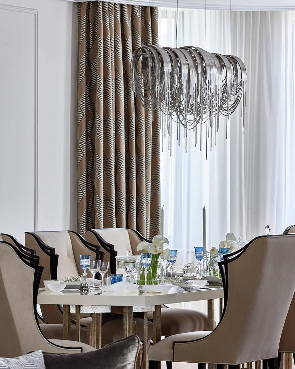 Lustra Lustre Superposé Chaîne Nickel Luxe - Neutralighting